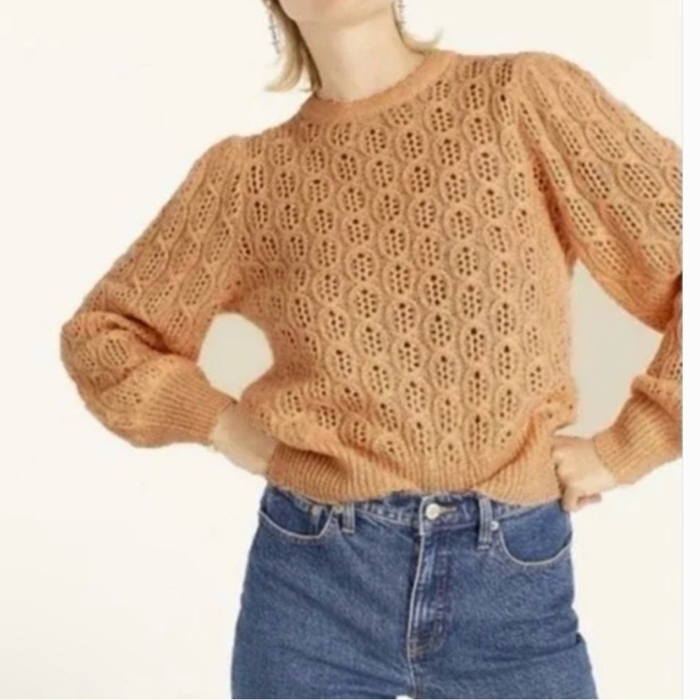 J crew Women's Balloon-sleeve cable-knit sweater - Picture 1 of 6